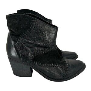 Musse &‎ Cloud Jaeda Women's Bootie Ankle Black Boot Patchwork Art Sz 8